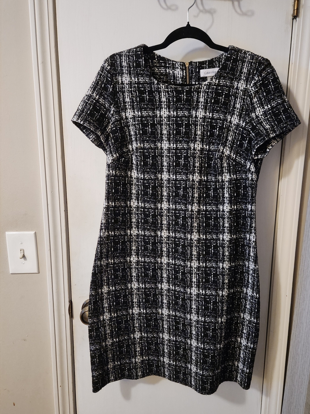 Calvin Klein Black & White Plaid Mini Dress